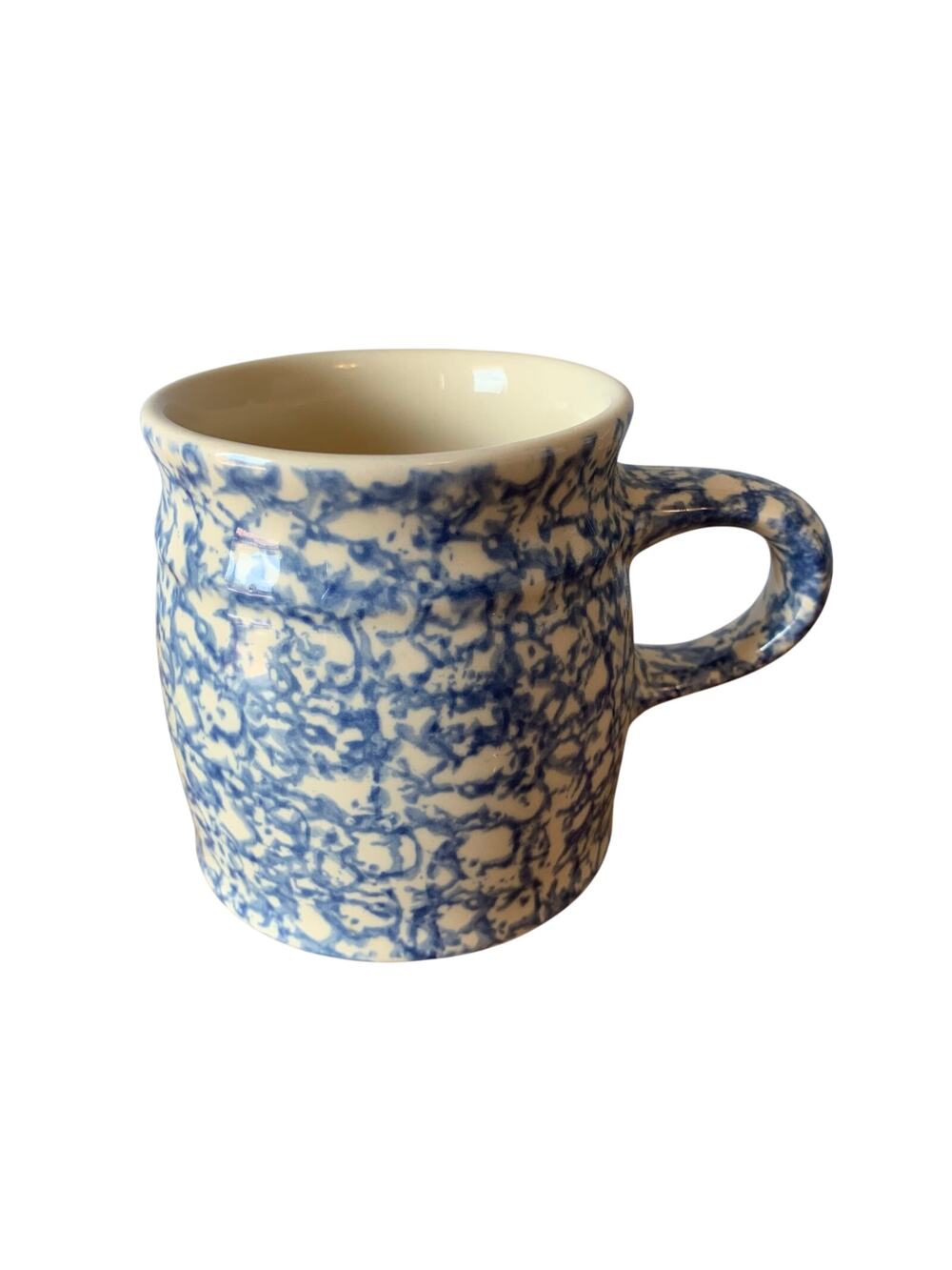 Vintage Roseville Pottery Coffee Mug Cup Workshop Gerald Henn Blue Spongeware